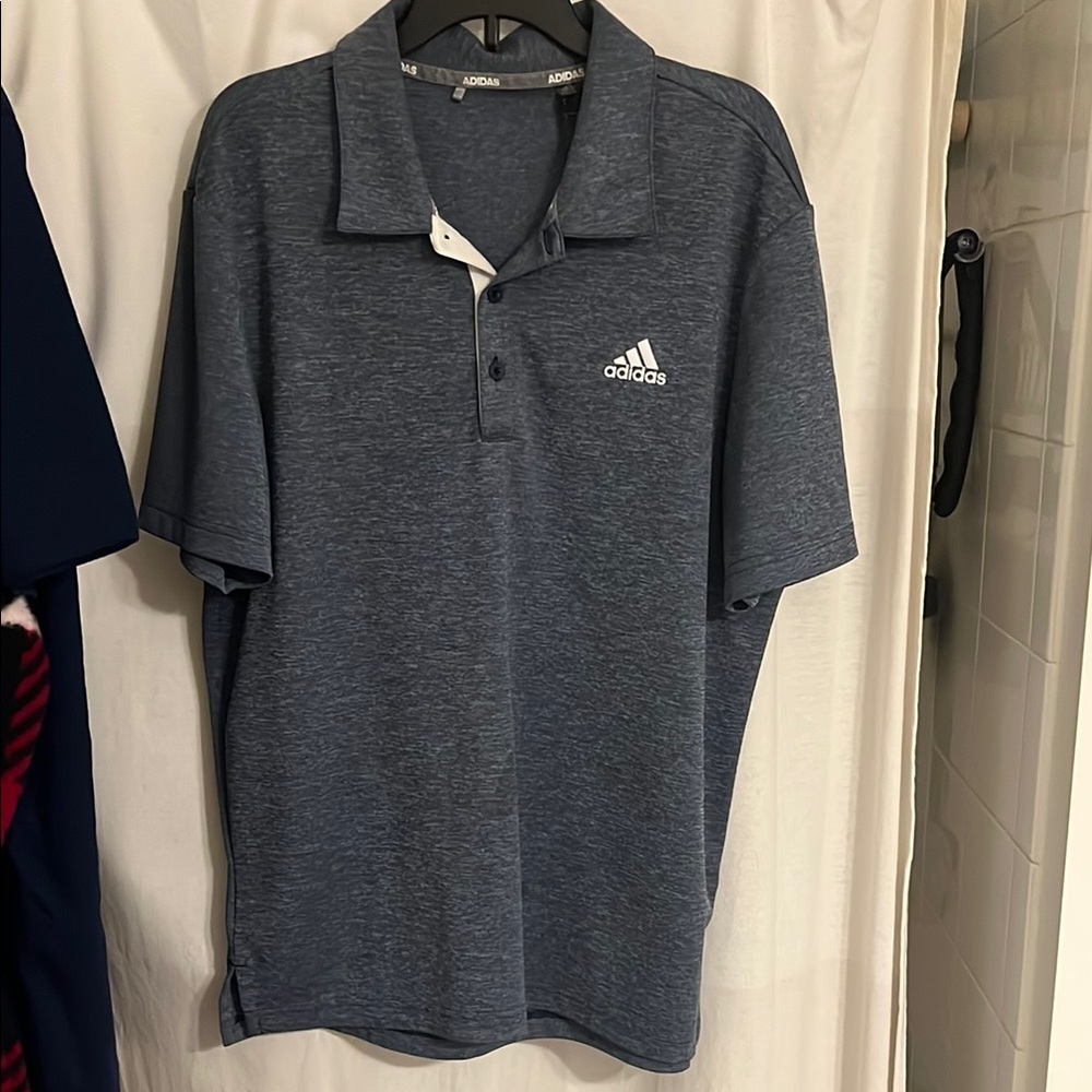 Adidas Blue Golf Polo Shirt Athletic Performance